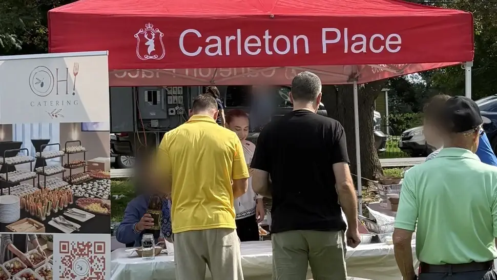 The OH! stand at UAFest 2026: a red tent in a park, the OH! banner and guests queueing at the table.